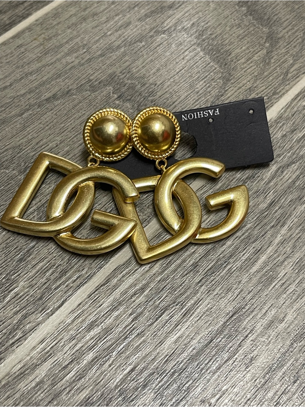 Gold Statement DG Logo Drop Earrings - Fashion